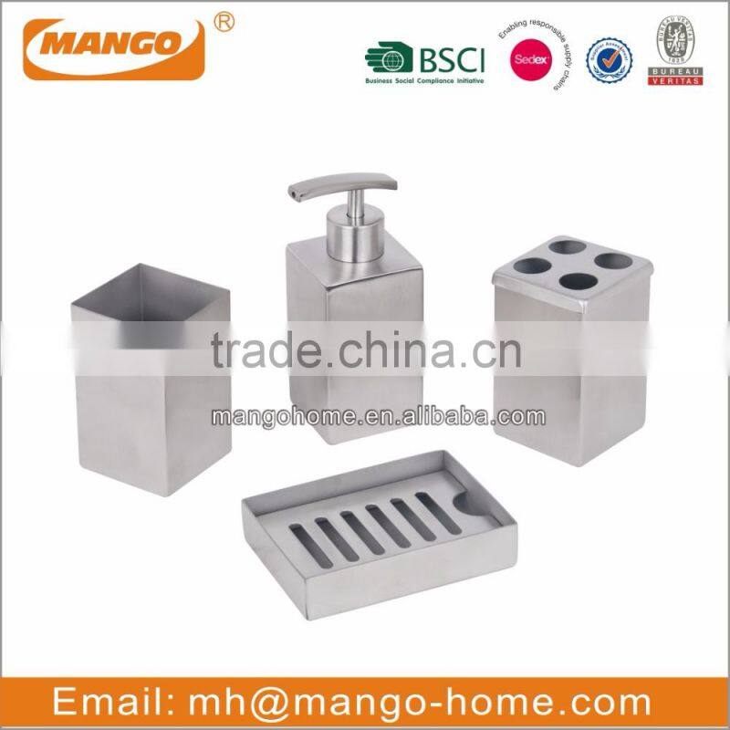 4pcs Square Stainless Steel Bathroom Set