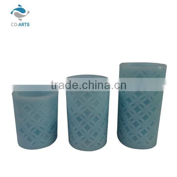 Battery charge blue carving flameless birthday led candle light