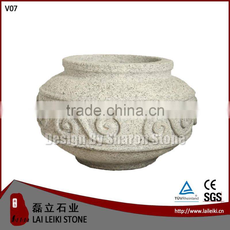 Natural Flamed Granite Antique Large Garden Pots