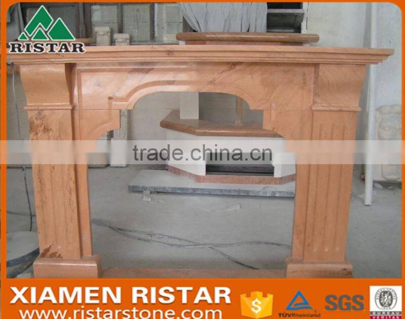 High quality yellow wooden vein marble fireplace surround mantel RST-FP-DLS055