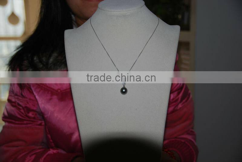 14-15mm big black tahitian single pearl pendant necklace