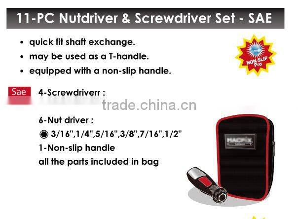 11PC Nutdriver Screwdriver Set Sae