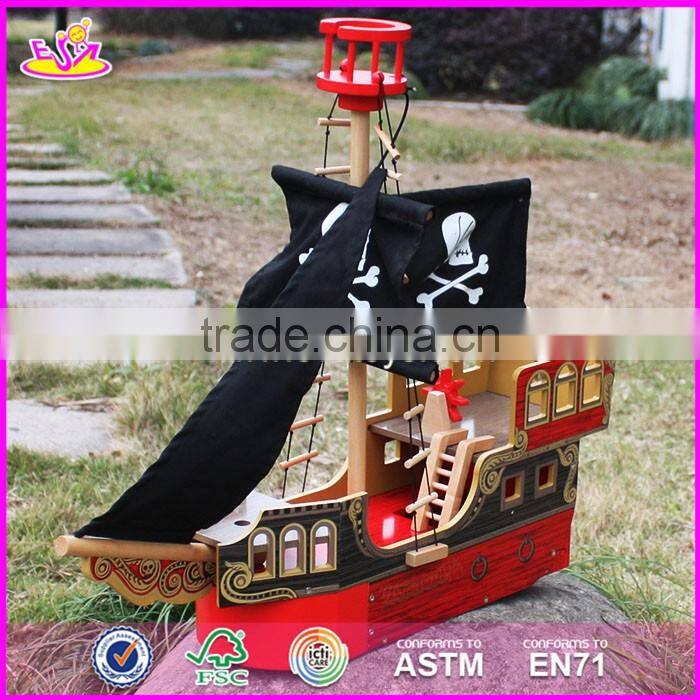 2017 Most popular boys diy wooden toy pirate ships for sale top sale kids wooden toy pirate ships for sale W03B062