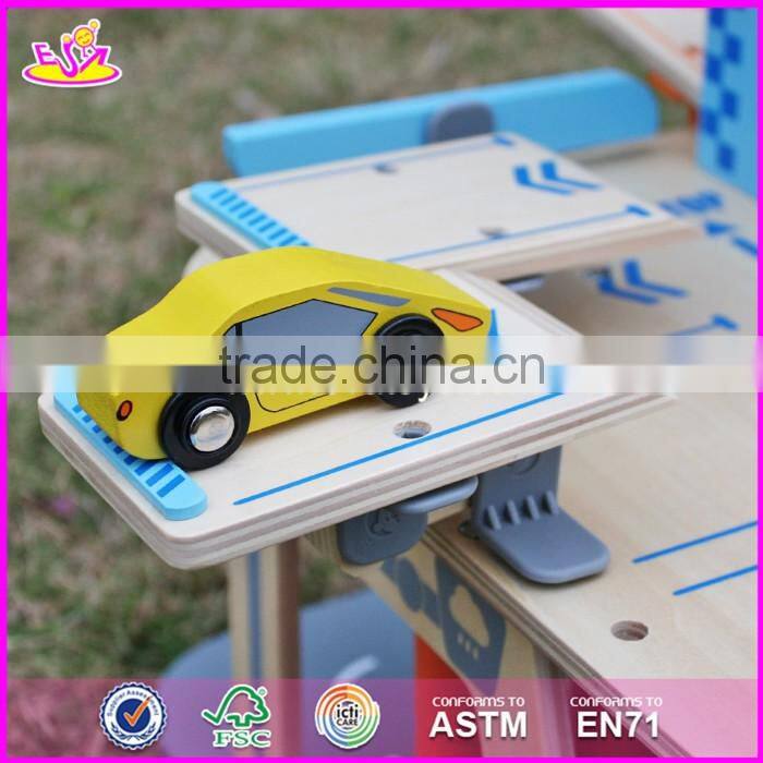 2017 new products children parking toy wooden toy garage set W04B048