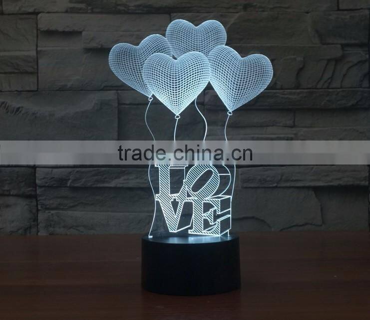 3D LED Acrylic Full Color Visual Lamp Light LOVE Symbol