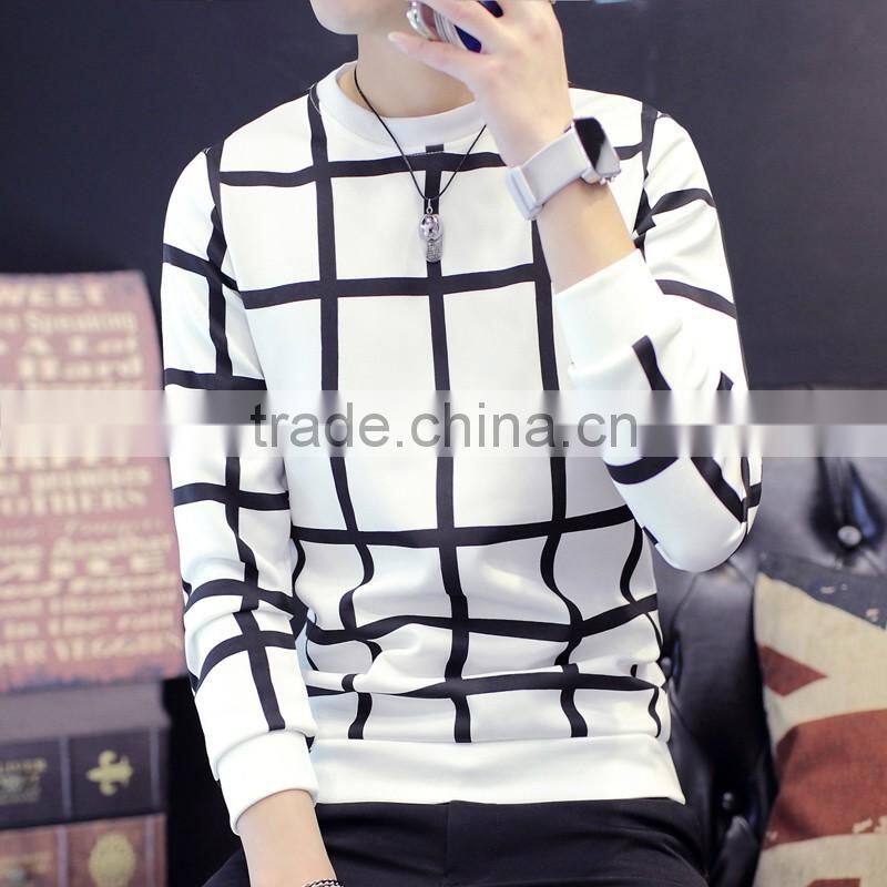M314 Latest Wholesale Custom Boy Grid Lines Sweater For Men
