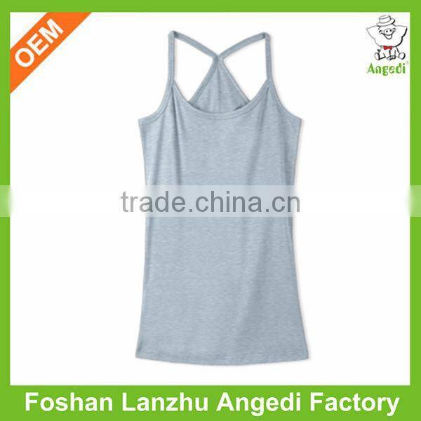 ladies plain blank slim fit tight spaghetti strap top custom gym stringer Cross-Back Tank Top tank top