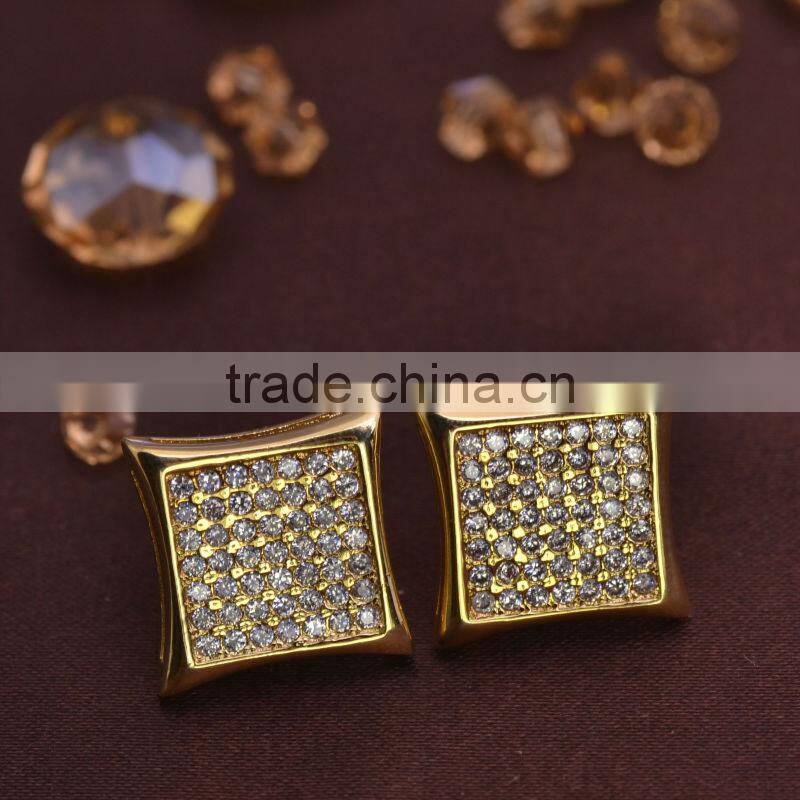 LSE856 men earrings with screw back rhodium plating brass