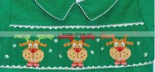 Baby Boys Green Smocked Reindeer Bubble Romper