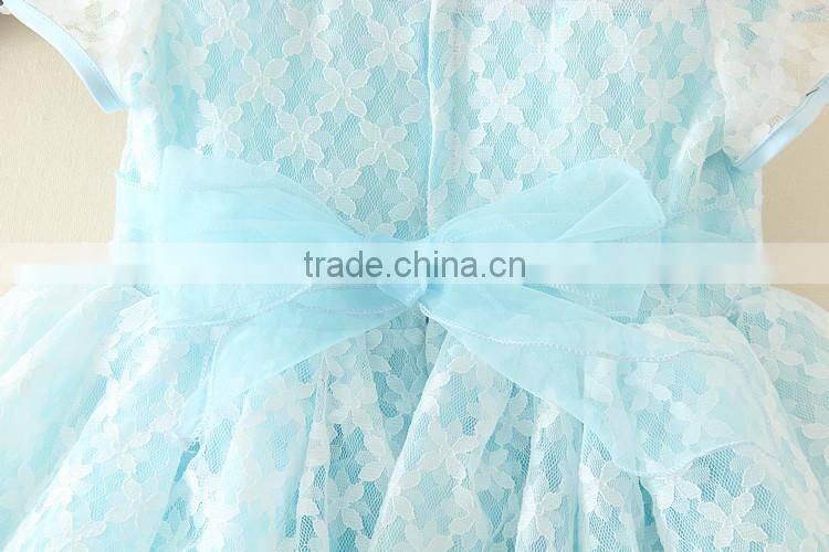 Hot selling cotton chiffon baby girl summer dress beautiful chinese dresses for children kid dresses blue