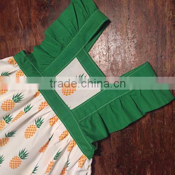 Pineapple Print Girls Pinny Dresses Summer Dress Newbron Frill Baby Frock Designs