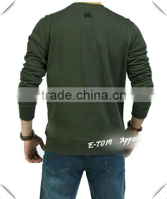 Mens cotton long sleeve flocking roundneck tshirts 201314
