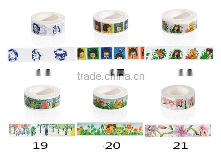 colors 1.5cm*10m washi tape flowers/cartoon figure/animal shape pattern paper tape decorative tape