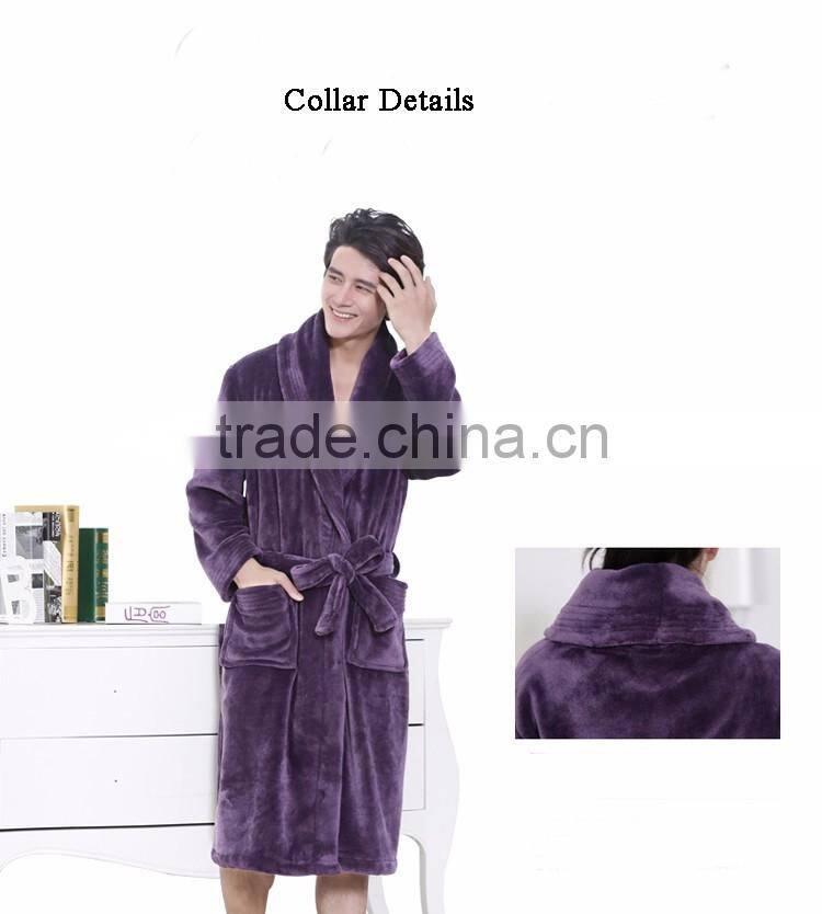 fleece micorfiber bathrobe kimono collar cheap
