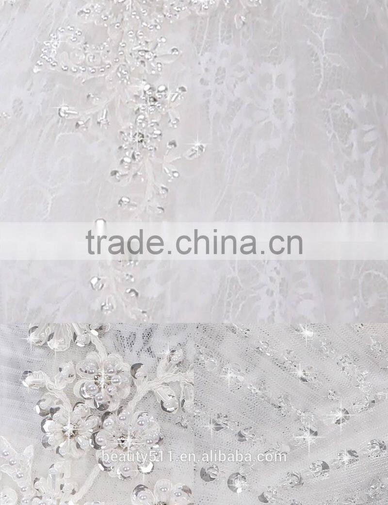 2017 new design real picture ball gown wedding dress for fat women Classic Appliques Sequin Wedding Dress F11601