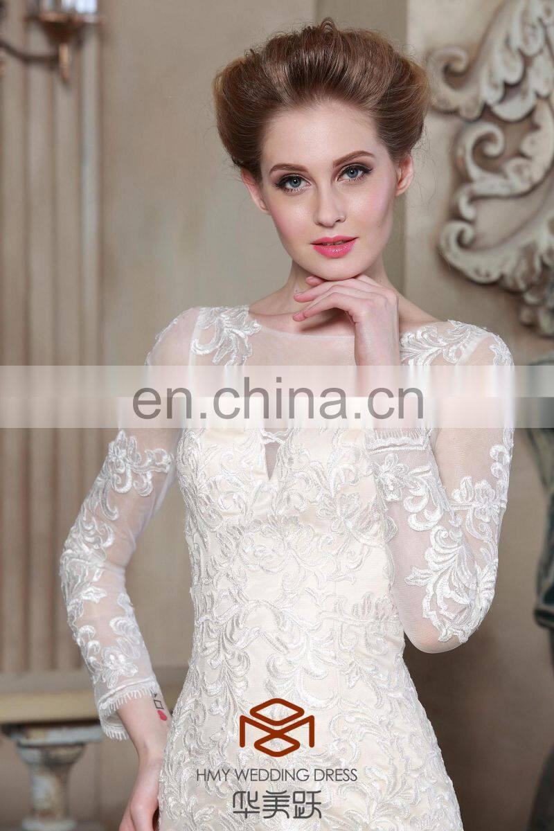 long sleeve wedding dress 2017 Mermaid Lace Applique weetheart neckline Wedding Dresses