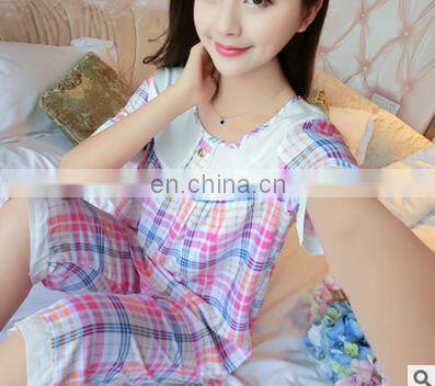 Women Pajama Set Round Neck Sleepwear Sexy Nightwear Soft Sleep Wear