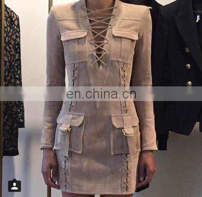 2016 hot sell fashion Sexy dress coat for light mature with cord bandage dress