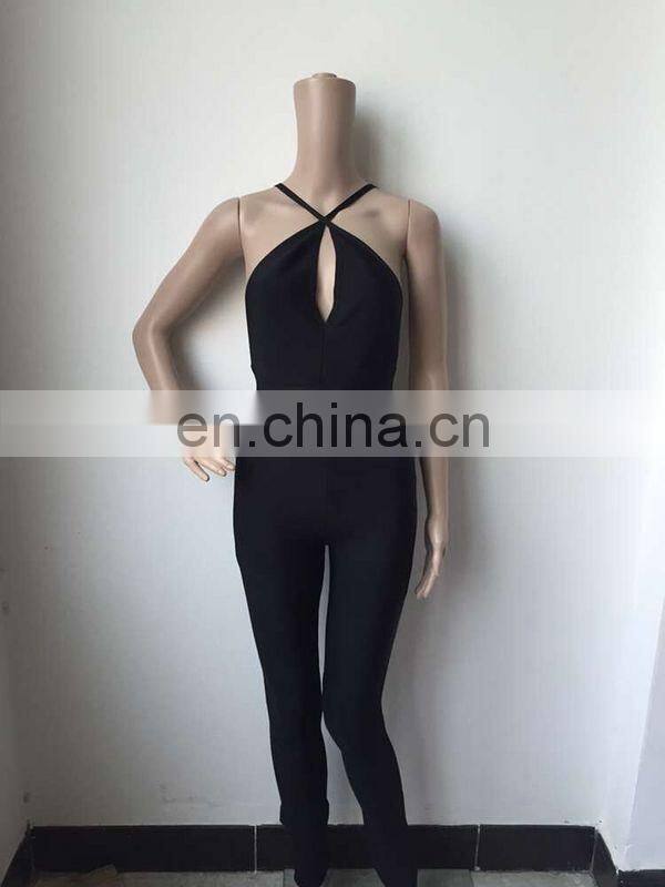 2016 new black sleeveless bandage jumpsuits backless jumpsuits wholesale dropshipping beaded jumpsuits
