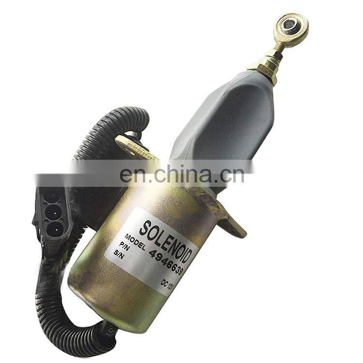 Spare Parts Stop Solenoid 4946639 for 4B 6B 6C 8.3L DC12V Excavator