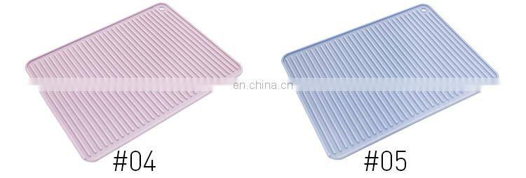 Kitchen use drain pad heat resistant cooking pot holder rectangular PVC dish drying mat