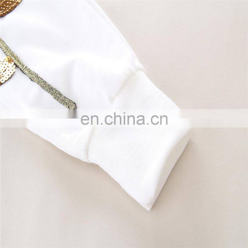 Girls Sequins Flower Clothing Sets Kids Sportswear Embroidered Outfit T-shirt Pants 2PCS Tracksuits