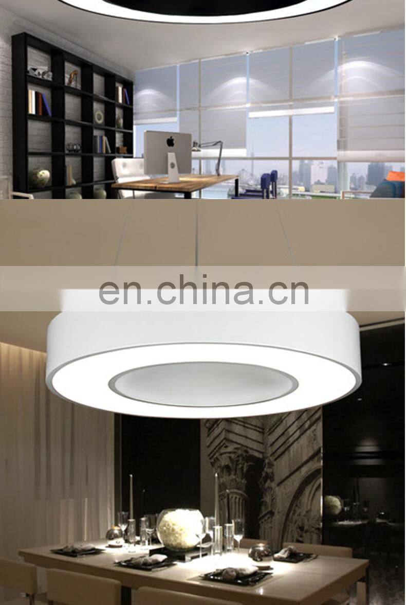 White Black Stylish Geometric Ring Shape Iron Lamp Pendant LED Suspended Light for Office Hotel Restaurant