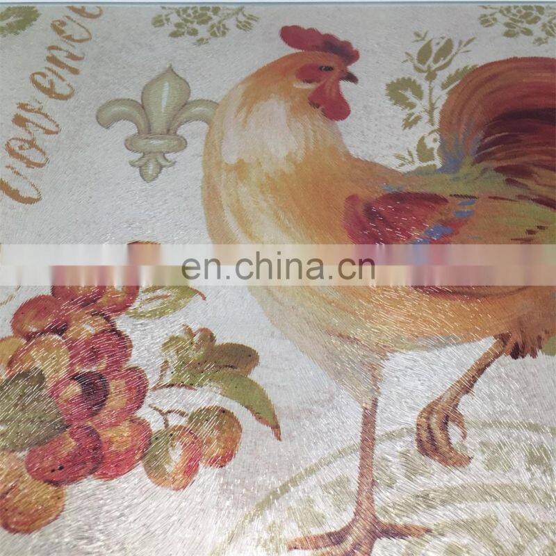 NEW PRODUCT  Rectangle glass chopping board for cutting food with a rooster picture
