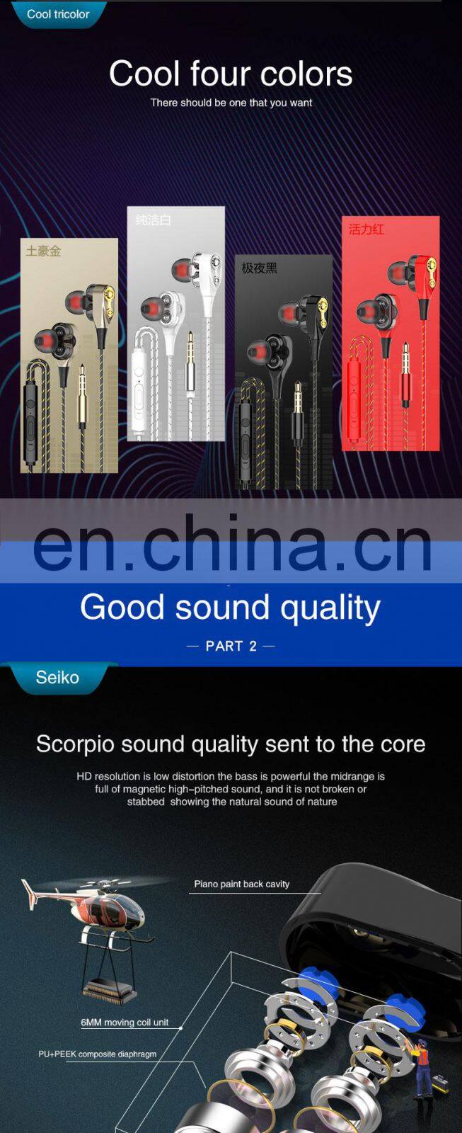 Golden Sky Wired Noise Cancelling Cheaper Earbuds Earphone Sports Stereo Headphone Headset In Ear Wired Earphone Oem Factory