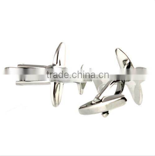 Men's Cufflinks Airplane Plane Silver Cuff Lins for shirt 22mm