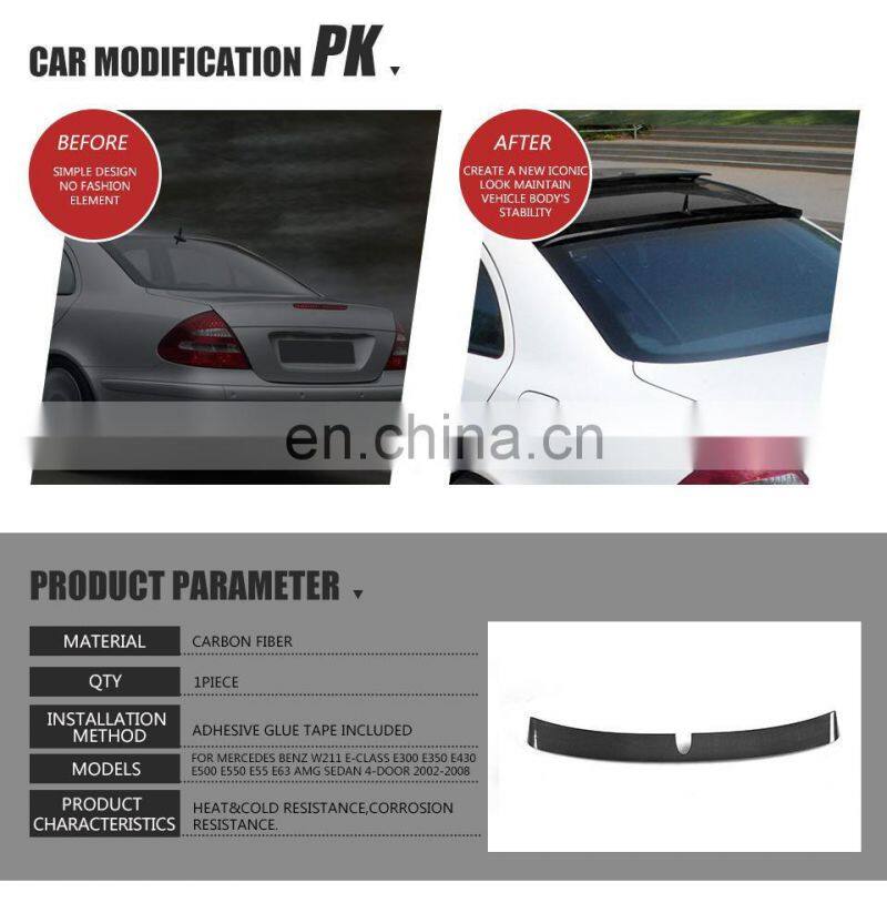 Carbon Fiber Roof Spoiler for Mercedes Benz W211 E-Class E300 E350 E500 E55 E63 AMG Sedan 4-Door 2002-2008
