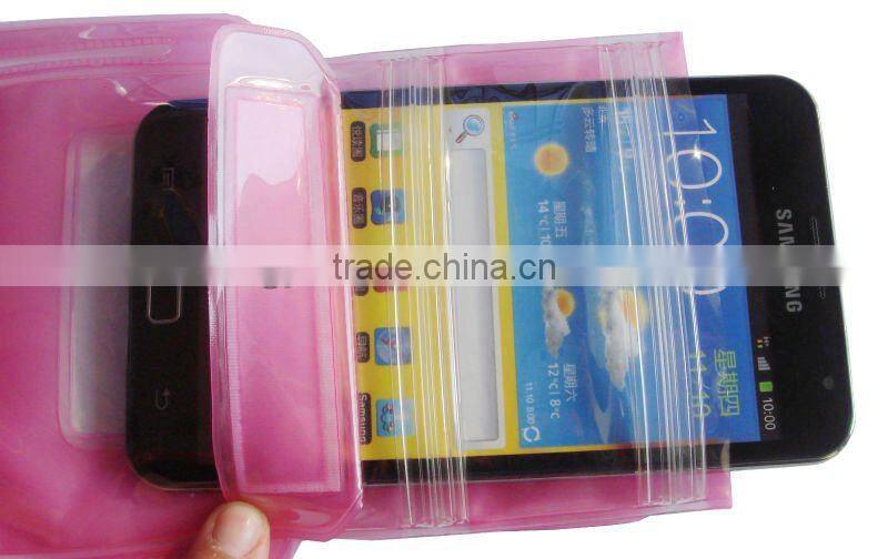 TPU recycling material wrist mobile phone zipper case for samsung galaxy note II beach dry bag