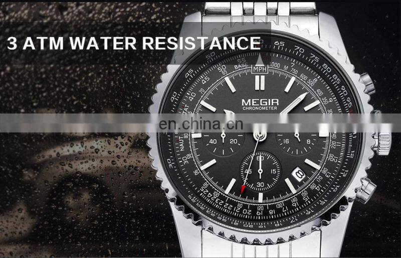 MEGIR Original Men Watch Stainless Steel Quartz Watches Men Top Brand Luxury Clock Men Relogio Masculino 2008