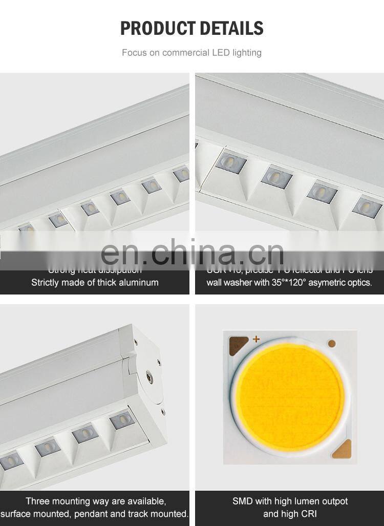 Hot Selling Supermarket Modern Office Hotel Hanging Decoration Ceiling Led Linear Pendant Light