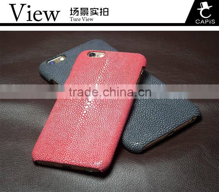 Luxury genuine polished stingray leather skin case for iphone 6 plus