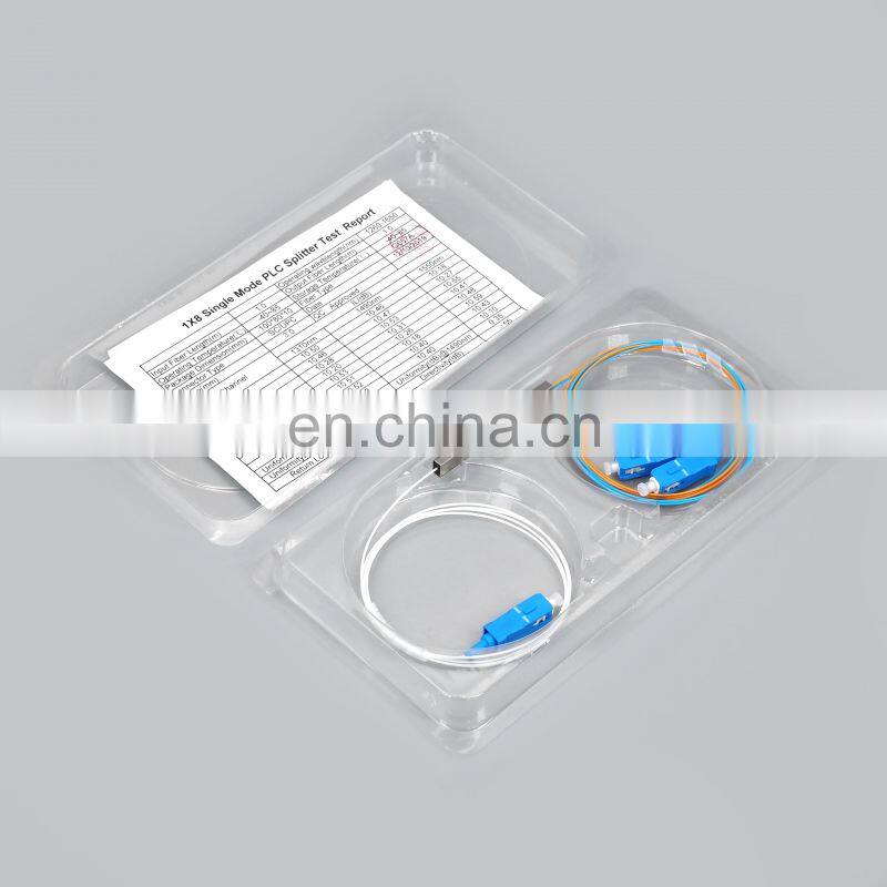 ftth fttx steel tube type fiber optic 1*2 plc sc splitter with sc upc connector