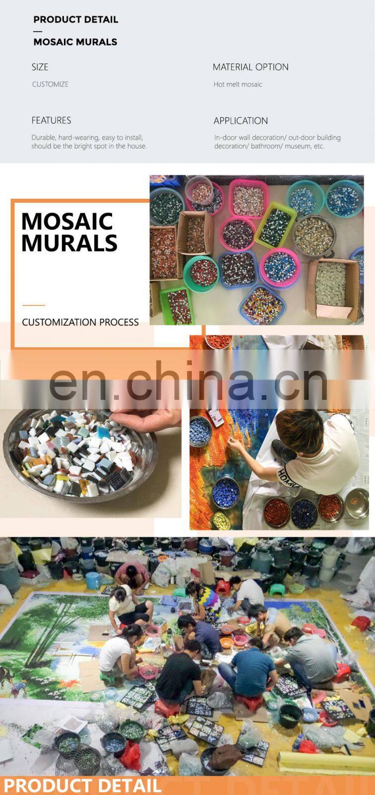 Foshan modern hand made custom 3d bird tile mosaics mural