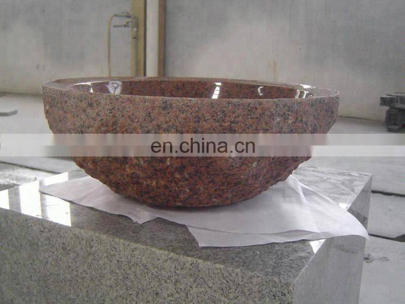 Maple red Granite stone round bathroom sink