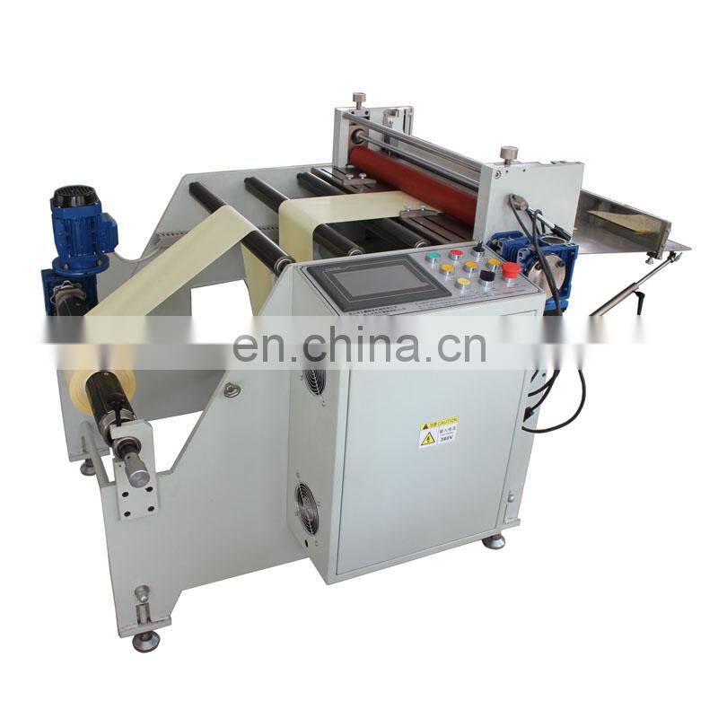 PET PVC film roll to sheet cutting machine with conveyor belt