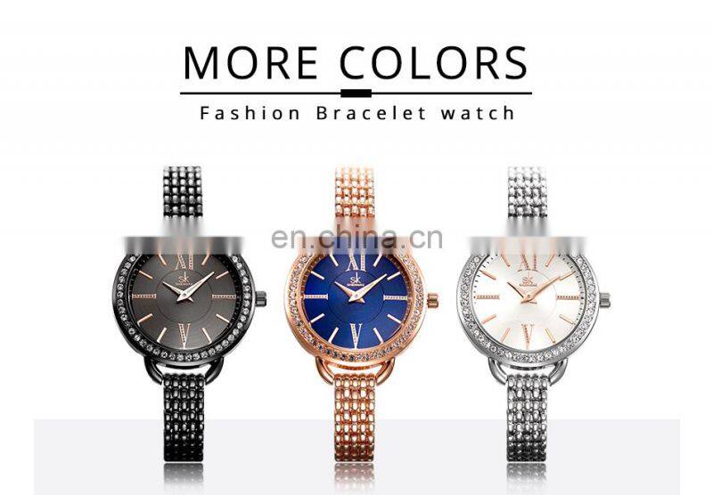 SHENGKE K0089L Light Luxury Feminine Watchs Noctilucous Big Needle Hand Watchs Classic Quartz Bracelet Watch