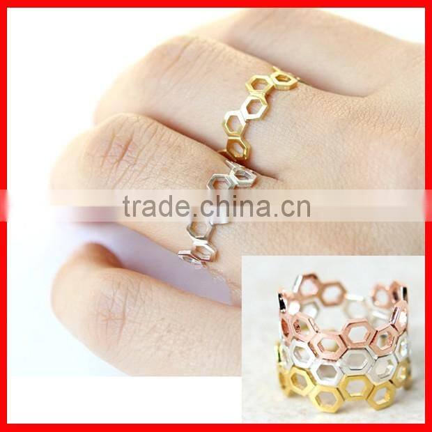 2016 factory 925 sterling silver simple honeycomb ring