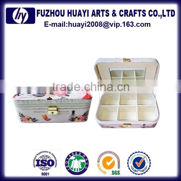 Sexy custom antique handmade pu leather velvet jewelry box with drawers