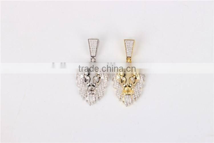 China jewelry manufacturer suply Sterling silver paved leopard head pendant