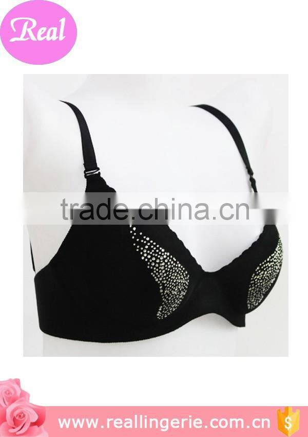 black sequin decorated ladies bra,women sexy seamless mature bra