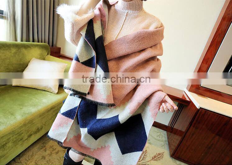 Wholesale New Winter Warm Fashion Plaid Pashmina Woman Acrylic Shawl