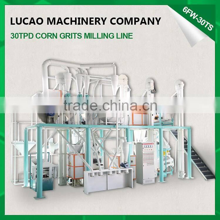 30TPD 6FW-30TS Lucao corn grits maize milling machines for sale