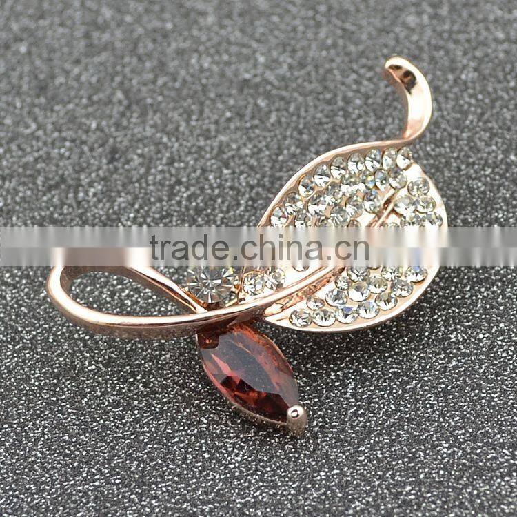Upscale Full Drill Leaves European And American High-End Suits Accessories Zircon Brooch