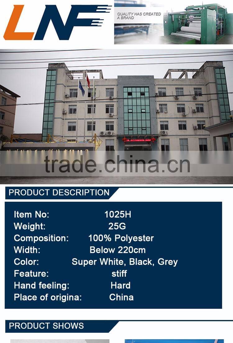 China supply 100% polyester nonwoven interlining 1025H