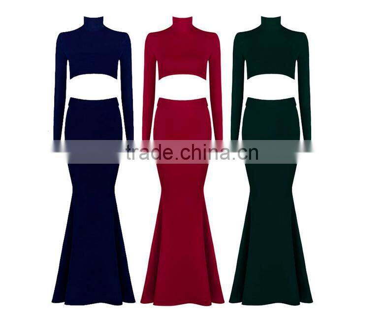 women evening dress two pieces maxi dress see-trough sexy dress