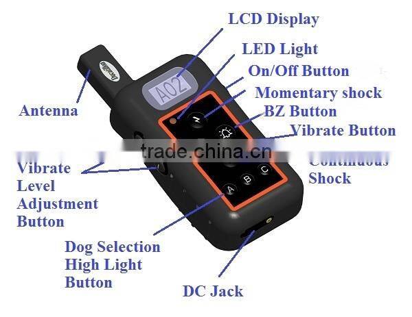 2000Meter rechargeable LCD display remote locking shock collar